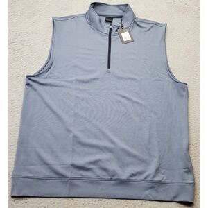 Dunning Golf 1/4 Zip Vest Mens XXL Blue Striped Performance Stretch D7S23V979